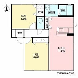 レインボースター 2LDKの間取図画像
