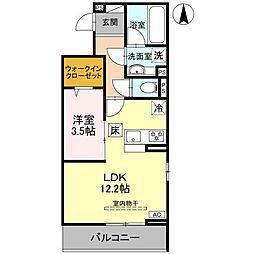 D-Gran 江木町 1LDKの間取図画像