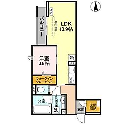 D-Gran 江木町 1LDKの間取図画像