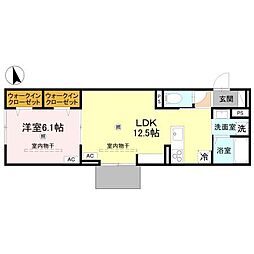和歌山市手平5丁目アパート 1LDKの間取図画像