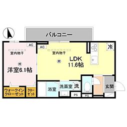 和歌山市手平5丁目アパート 1LDKの間取図画像