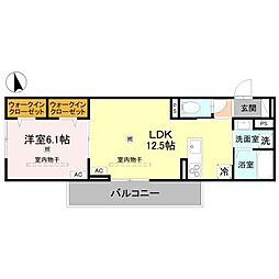 和歌山市手平5丁目アパート 1LDKの間取図画像