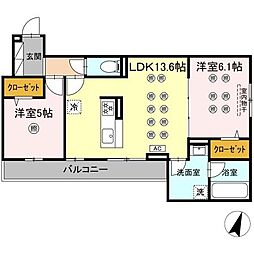 TORISIA STAGE小郡駅南 2LDKの間取図画像