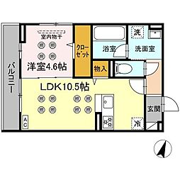 TORISIA STAGE小郡駅南 1LDKの間取図画像