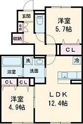 first sky M 2LDKの間取図画像