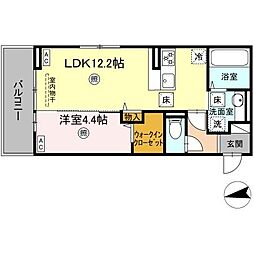 トリシアMKI 1LDKの間取図画像