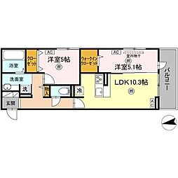 トリシアMKI 2LDKの間取図画像