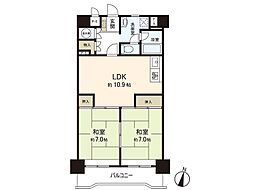 ブライトシティ柏木 2LDKの間取図画像