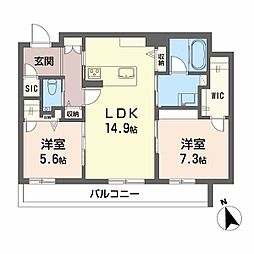 プレミアス赤坂けやき通り 2LDKの間取図画像