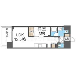 コンフォリア・リブ東梅田 1LDKの間取図画像