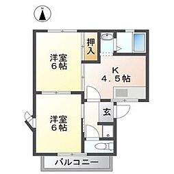 シャンボール今伊勢A棟 2Kの間取図画像