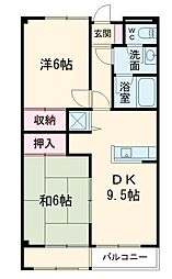 ロワール市川 2DKの間取図画像