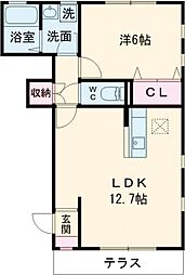 アヴィタシオンK 1LDKの間取図画像