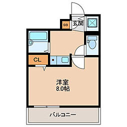 ヴィラアカデミア 1Kの間取図画像