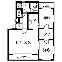 パステック浄水 2LDKの間取図画像