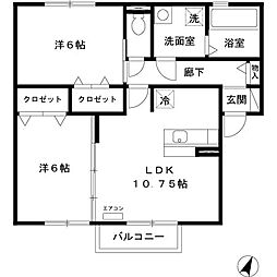 メゾン東十五 2LDKの間取図画像