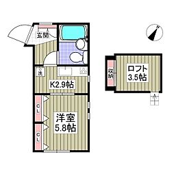 グレースアイル 1Kの間取図画像