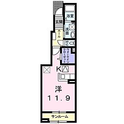 フリーデ千代川 1Kの間取図画像