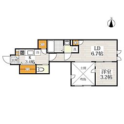 CB王子ルシェル 1LDKの間取図画像