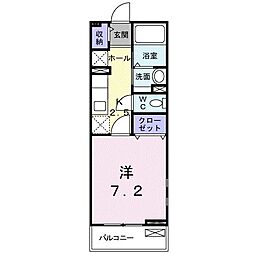 リバーサイド 1Kの間取図画像
