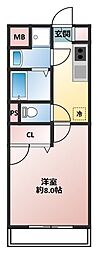 ハティ 1Kの間取図画像
