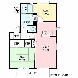 シーメゾン相浦B 2LDKの間取図画像