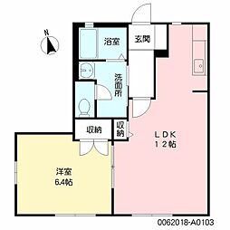 バリュージュ旭ヶ丘 1LDKの間取図画像