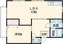 スクエア-4 1LDKの間取図画像