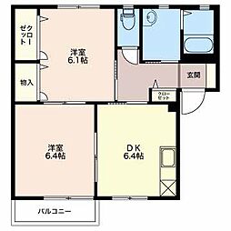 アルモニー 2DKの間取図画像