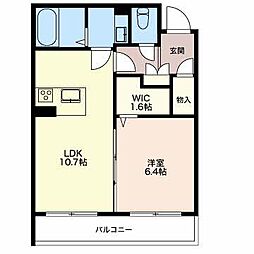 ウェルデンス上所島壱番館 1LDKの間取図画像