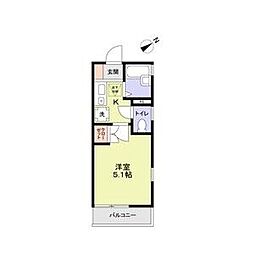 グランフォレスタみずほ台 1Kの間取図画像