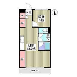 リバーサイド秀和 1LDKの間取図画像