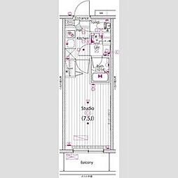 ガーラリバースクエア横濱南 1Kの間取図画像
