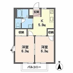 プラセオ一色C 2Kの間取図画像