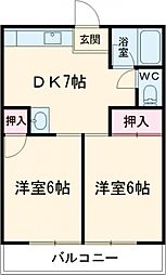 ラビデンスSAWA 2DKの間取図画像