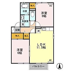 ウィスタリア 2LDKの間取図画像