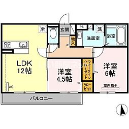D-roomケヤキ通りB棟 2LDKの間取図画像