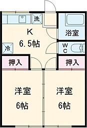 玉喜荘 2DKの間取図画像