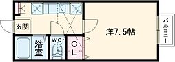 スワンハイツ 1Kの間取図画像