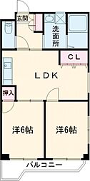 NCCマンション本原 2LDKの間取図画像