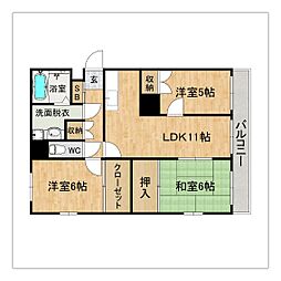 ハッピネス若葉台 3LDKの間取図画像