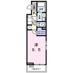 ラ・プラージュII 3階1Kの間取り