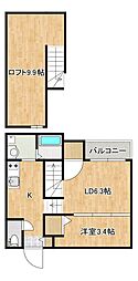 コアスクエア2 1LDKの間取図画像