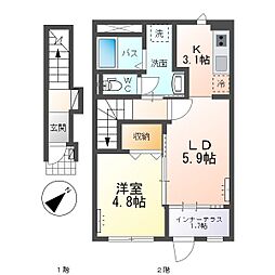 ココル 1LDKの間取図画像