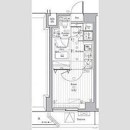 プレミアムキューブ新中野 1Kの間取図画像