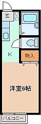 アンソレールA ワンルームの間取図画像