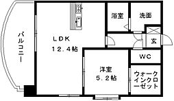 グランフィーネ新土河原 1LDKの間取図画像