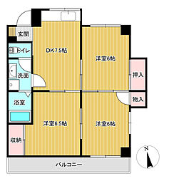 根石ビル 3DKの間取図画像