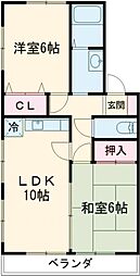 シティベール上上津役 2LDKの間取図画像