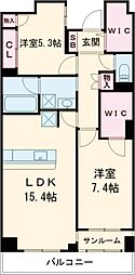 パルステージ関屋 2LDKの間取図画像